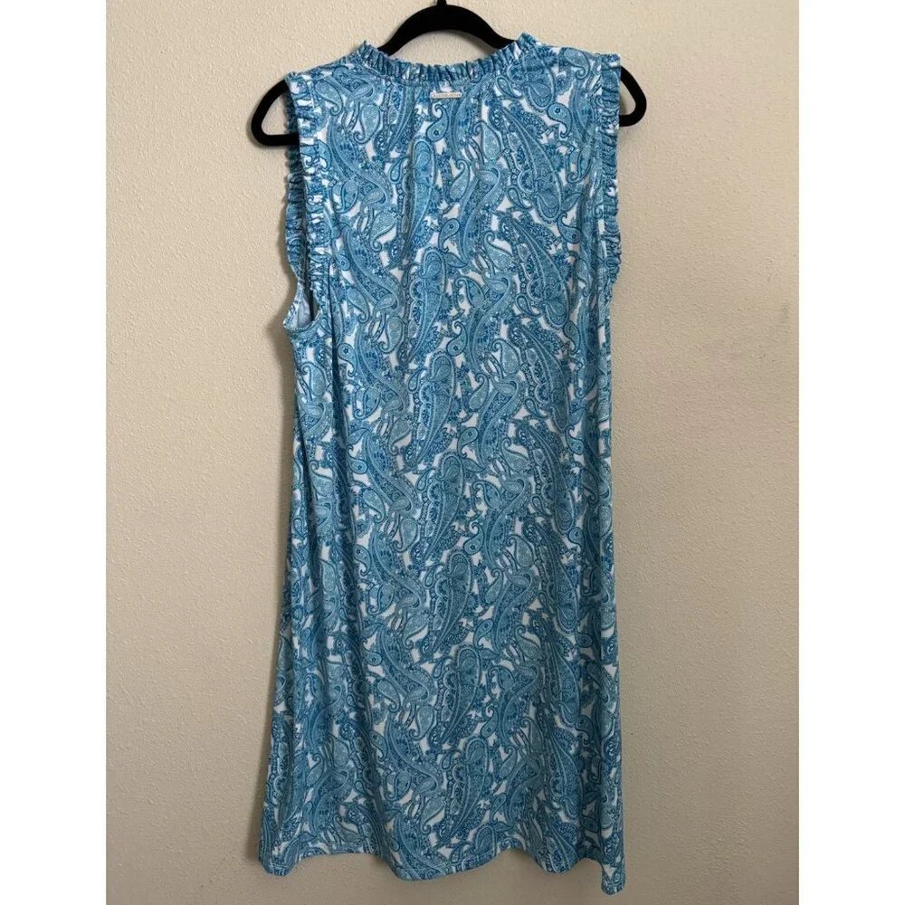 Michael Kors Shift Dress 1X Blue White Paisley Sleeveless Stretch Career Church